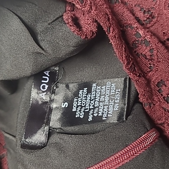 Aqua Burgundy / Red Wine Lace Dress S Form Fitting Sleeveless - Picture 3 of 3